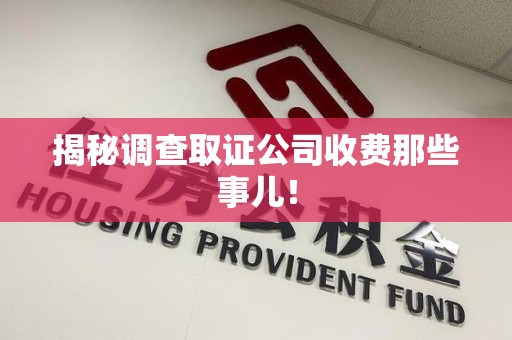 绩溪揭秘调查取证公司收费那些事儿！