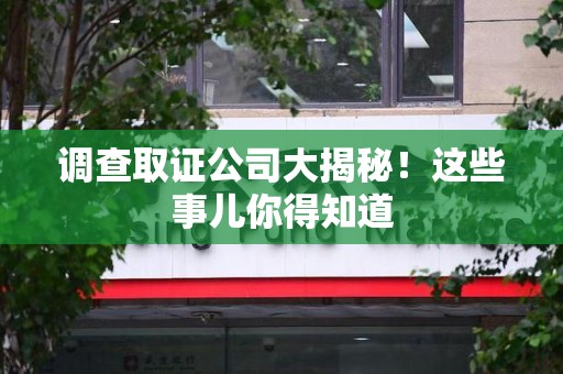 绩溪调查取证公司大揭秘！这些事儿你得知道