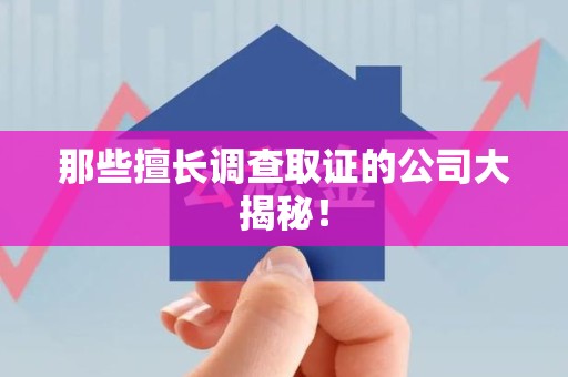 绩溪那些擅长调查取证的公司大揭秘！