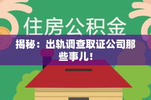 绩溪揭秘：出轨调查取证公司那些事儿！