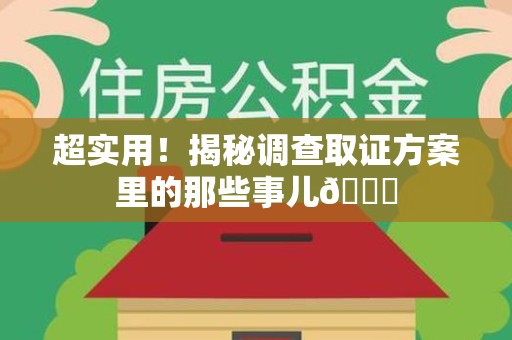 绩溪超实用！揭秘调查取证方案里的那些事儿😎