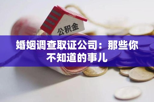 绩溪婚姻调查取证公司：那些你不知道的事儿