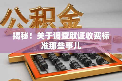 绩溪揭秘！关于调查取证收费标准那些事儿