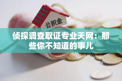 绩溪侦探调查取证专业天网：那些你不知道的事儿