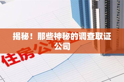 绩溪揭秘！那些神秘的调查取证公司
