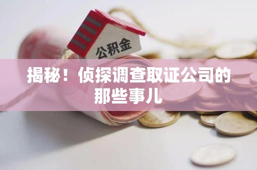 绩溪揭秘！侦探调查取证公司的那些事儿