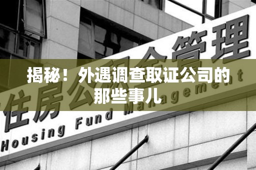 绩溪揭秘！外遇调查取证公司的那些事儿