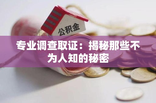 绩溪专业调查取证：揭秘那些不为人知的秘密