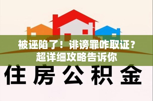绩溪被诬陷了！诽谤罪咋取证？超详细攻略告诉你
